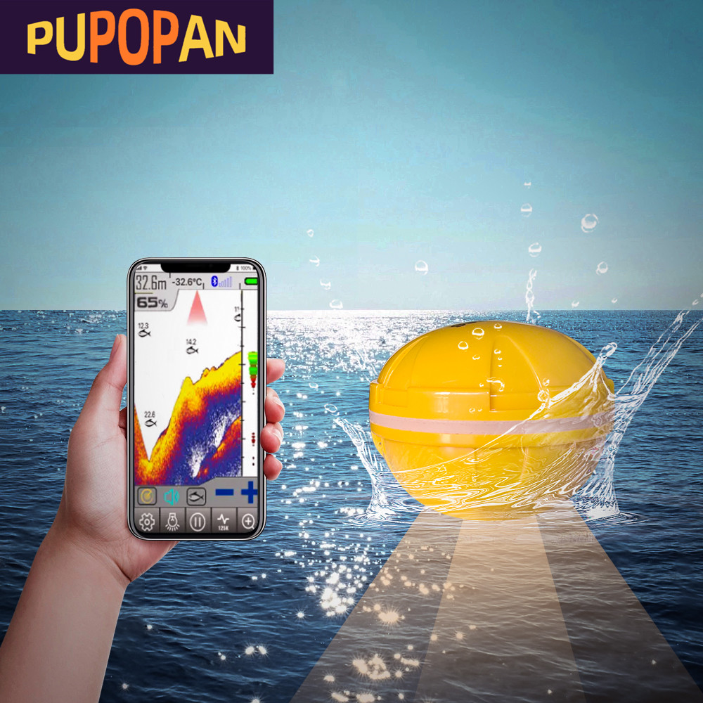 Fish Finder Transducer - PUPOPAN 100 メートル真新しいスマートフォン魚群探知機ソナー Bluetooth インテリジェント魚群探知機 Android