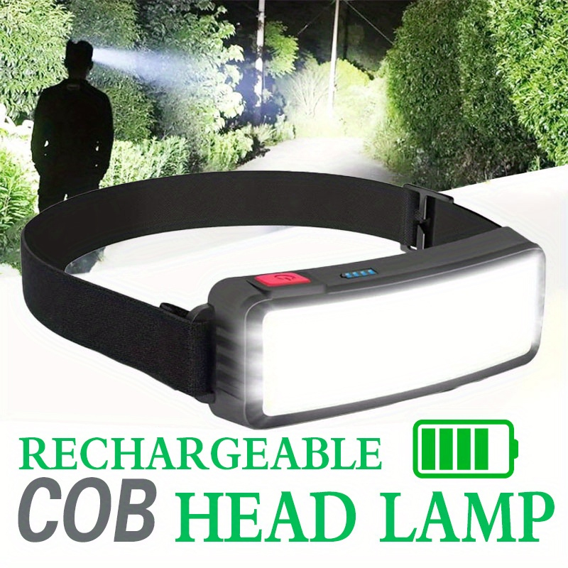 Fish Finder Battery - 強力な COB LED ヘッドランプ Type-c 充電式ヘッド懐中電灯内蔵バッテリー屋外釣りキャンプランタン防水トーチ