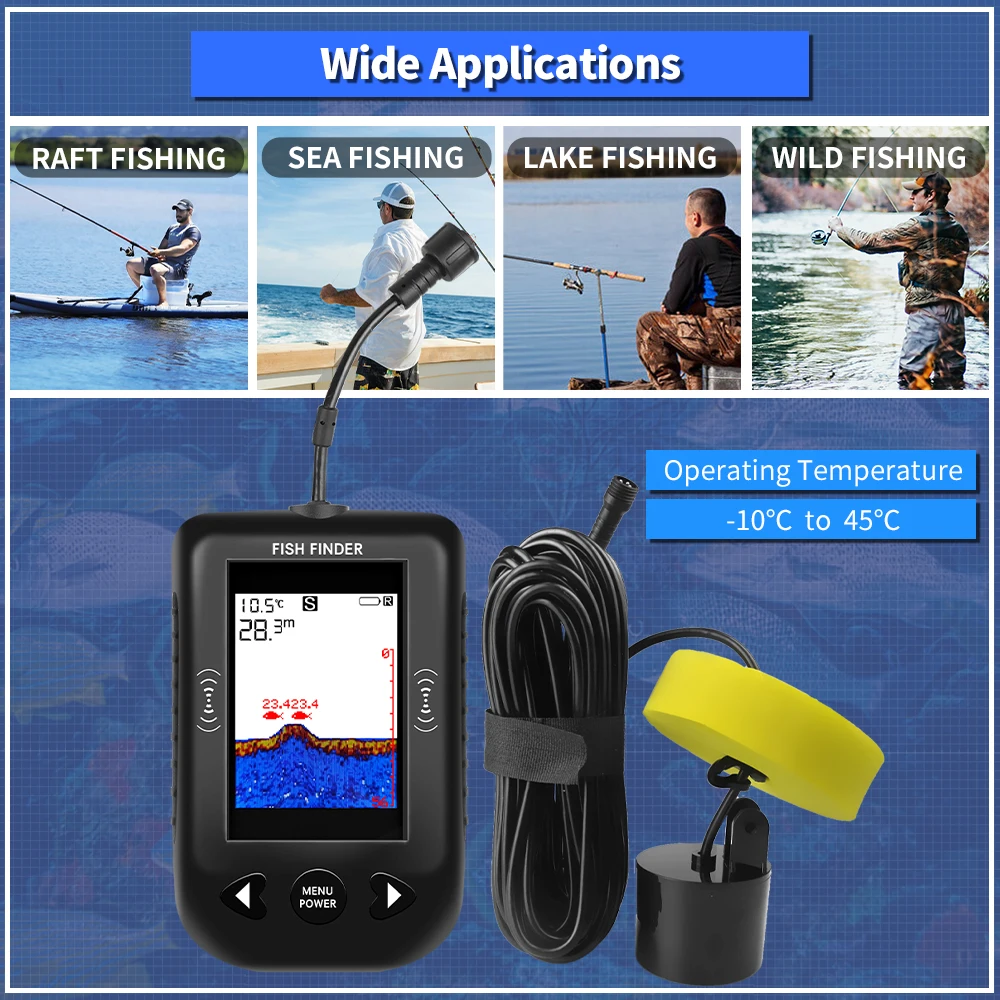 エルチャンXF03魚群探知機45度100Mポータブルソナー釣 - Fish Finder Transducer のレビューと価格